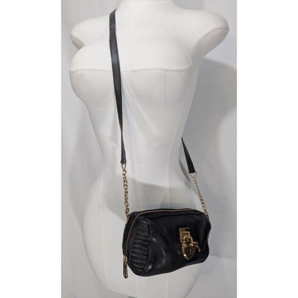 Juicy Couture Lock 'n Heart‎ Black Leather Crossbody Bag